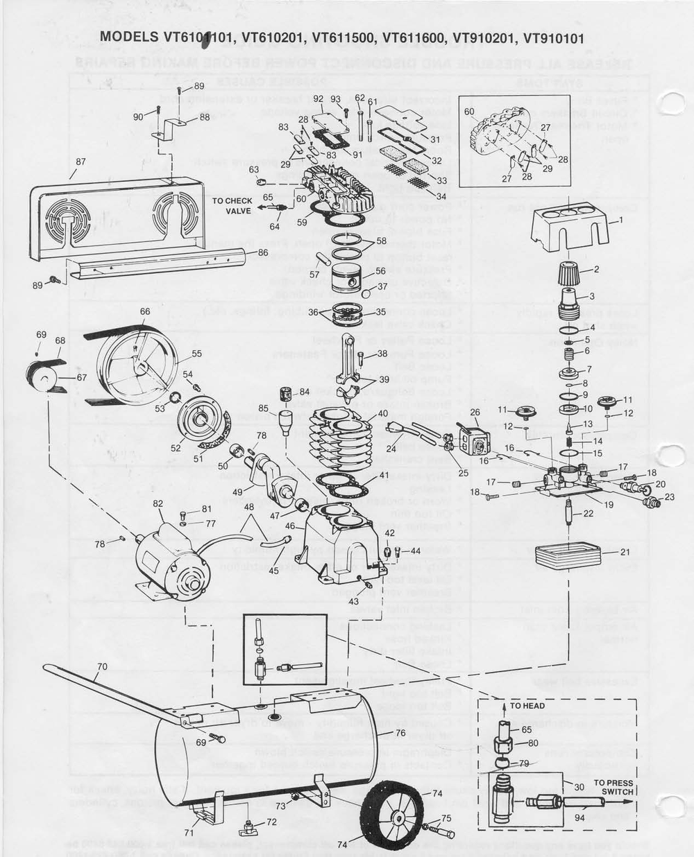 Section 1 Diagram and Parts List for VT610202  Campbell Hausfeld Compressor